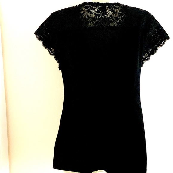 Banana Republic Black Surplice Lace Top - Picture 2 of 6